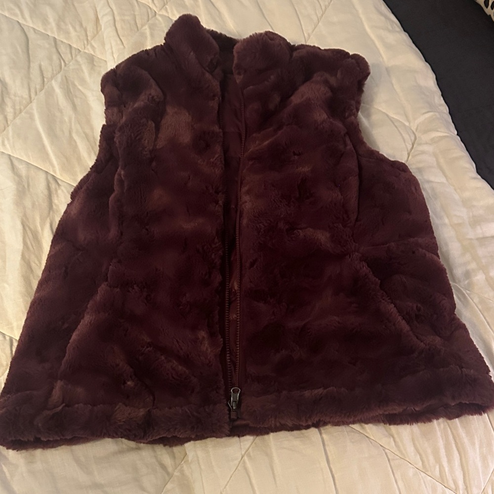 Nicole Miller Deep Red Faux Fur Vest